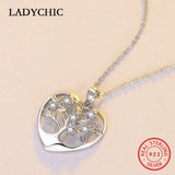925 Silver Tree of Life Heart Pendant Necklace Romantic Jewelry Gift