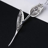 Crystal Rose Flower Brooch for Women Silver Bride Wedding Jewelry