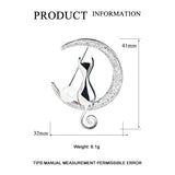 Silver Cat Brooch with Pearl & Zircon