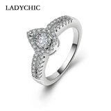 Romantic Water Drop Zircon Ring with Micro CZ Stones LR1044