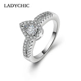 Romantic Water Drop Zircon Ring with Micro CZ Stones LR1044