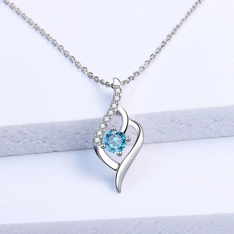 925 Silver Pendant & Zircon Necklace Women's Jewelry LNS1028