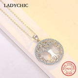 925 Silver Tree of Life Pendant Necklace Zircon Women Gift LNS1047