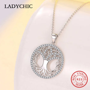 925 Silver Tree of Life Pendant Necklace Zircon Women Gift LNS1047