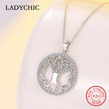 925 Silver Tree of Life Pendant Necklace Zircon Women Gift LNS1047
