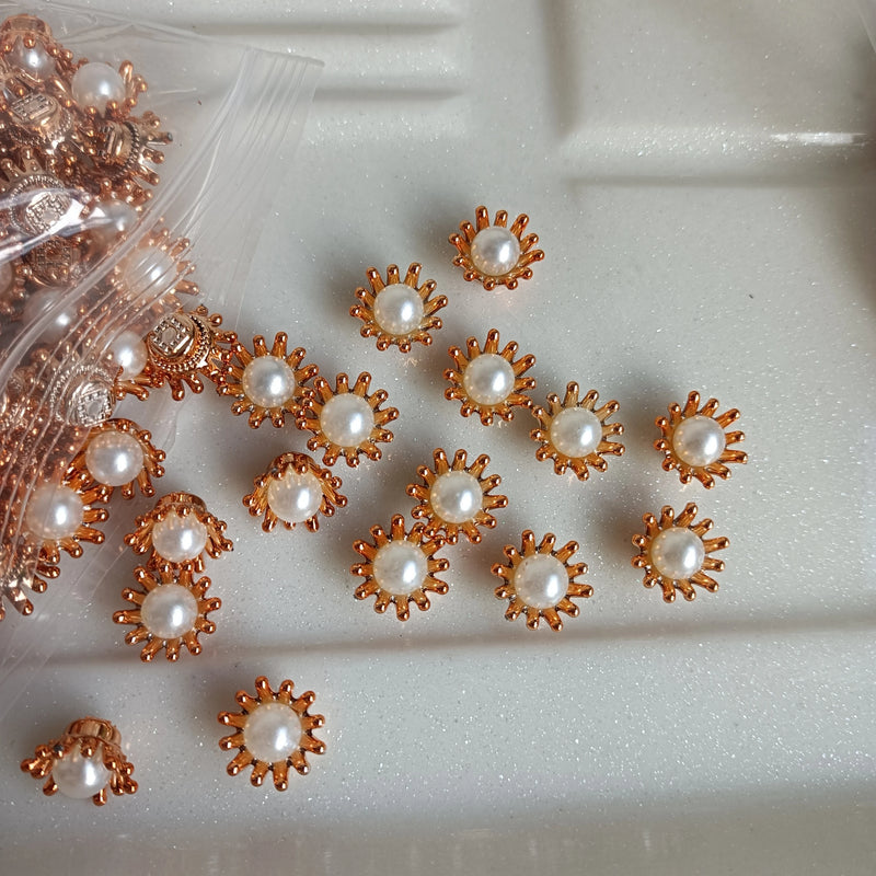 LALAVARA 200pcs 14mm Flower Center & 8mm Acrylic Pearls for DIY Work