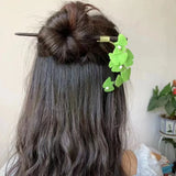 LALAVARA Ginkgo Biloba Leaf Hair Combs for Women HanFu Yukata Ornament