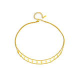 LAMENGLY 316L Stainless Steel 2-Layer Rhombic Torques Choker Necklace