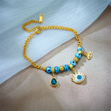 316L Stainless Steel Eye Zircon Charm Bracelet For Women Girl Bangles