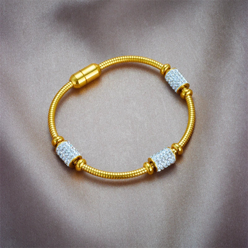 316L Stainless Steel Zircon Bangles Bracelet For Women Magnetic Chain