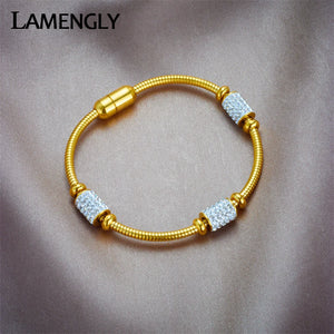 316L Stainless Steel Zircon Bangles Bracelet For Women Magnetic Chain
