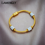 316L Stainless Steel Zircon Bangles Bracelet For Women Magnetic Chain