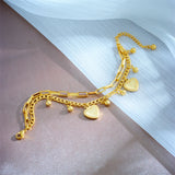316L Stainless Steel Heart Charm Bracelet For Women Multilayer
