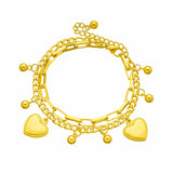 316L Stainless Steel Heart Charm Bracelet For Women Multilayer