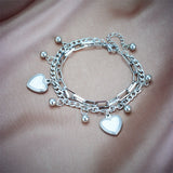 316L Stainless Steel Heart Charm Bracelet For Women Multilayer