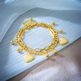 316L Stainless Steel Heart Charm Bracelet For Women Multilayer