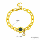 Stainless Steel Link Chain Bangle Bracelet for Women Girls