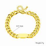 Stainless Steel Link Chain Bangle Bracelet for Women Girls