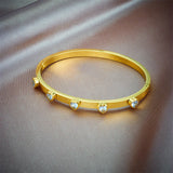 316L Stainless Steel Heart Green Crystal Bangles Bracelet For Women