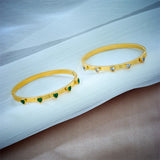 316L Stainless Steel Heart Green Crystal Bangles Bracelet For Women