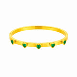 316L Stainless Steel Heart Green Crystal Bangles Bracelet For Women