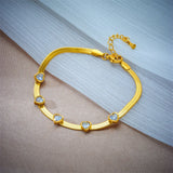 316L Stainless Steel Heart Green Crystal Charm Bracelet For Women Girls