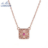 Natural Ruby Sterling Silver Pendant Necklace Rose Wedding Jewelry