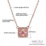 Natural Ruby Sterling Silver Pendant Necklace Rose Wedding Jewelry