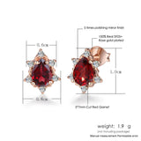 Natural Red Garnet Earrings 925 Silver S925 for Women