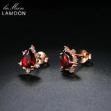 Natural Red Garnet Earrings 925 Silver S925 for Women