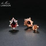 Natural Red Garnet Earrings 925 Silver S925 for Women