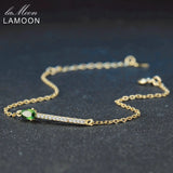 Green Diopside 925 Sterling Silver Charm Bracelet