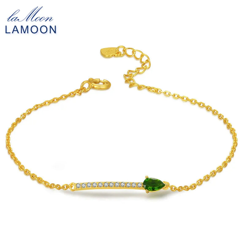 Green Diopside 925 Sterling Silver Charm Bracelet
