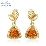 6mm 2ct Natural Citrine Triangle Silver Drop Earrings S925