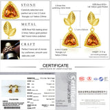 6mm 2ct Natural Citrine Triangle Silver Drop Earrings S925