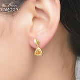 6mm 2ct Natural Citrine Triangle Silver Drop Earrings S925