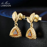 6mm 2ct Natural Citrine Triangle Silver Drop Earrings S925