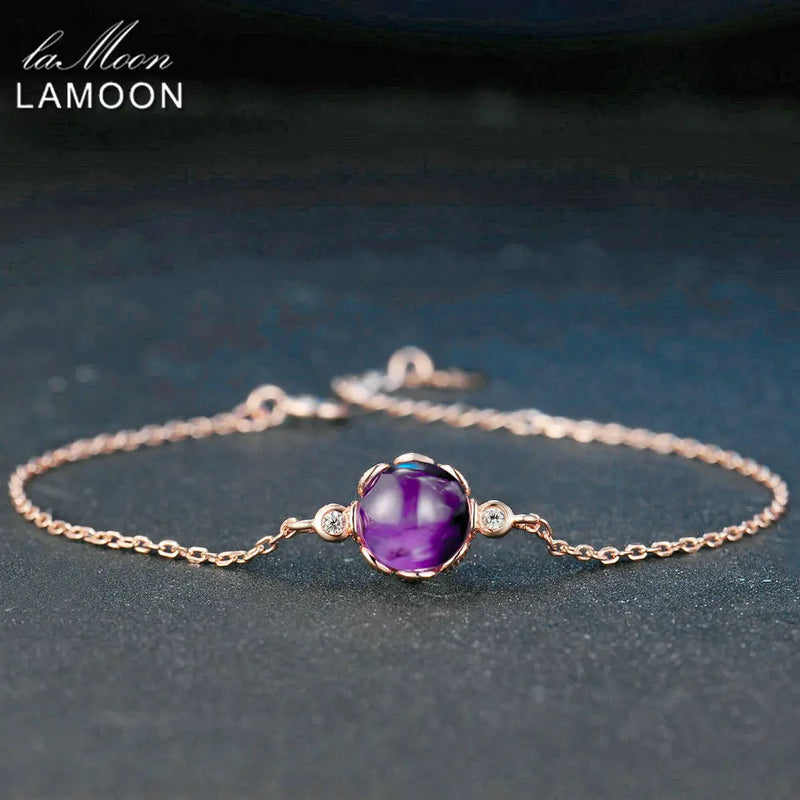2.1ct Natural Purple Amethyst Bracelet 925 Sterling Silver Rose Vermeil