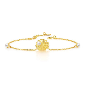 925 Silver Bracelet Freshwater Pearl Shell 14K Plated Fine Jewelry Gift