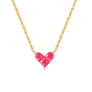 925 Silver Choker Necklace with Heart Synthetic Corundum Pendant