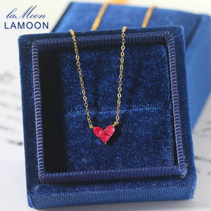 925 Silver Choker Necklace with Heart Synthetic Corundum Pendant