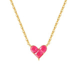 925 Silver Choker Necklace with Heart Synthetic Corundum Pendant