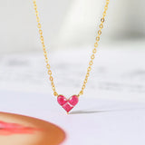925 Silver Choker Necklace with Heart Synthetic Corundum Pendant