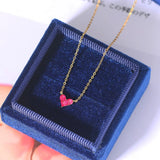 925 Silver Choker Necklace with Heart Synthetic Corundum Pendant