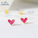 925 Silver Mini Heart Synthetic Corundum Stud Earring