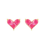 925 Silver Mini Heart Synthetic Corundum Stud Earring