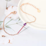 925 Silver Water Drop Amethyst Bracelet 18K Rose Plated