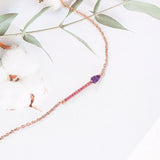 925 Silver Water Drop Amethyst Bracelet 18K Rose Plated