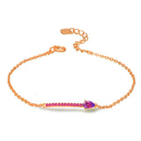 925 Silver Water Drop Amethyst Bracelet 18K Rose Plated