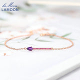 925 Silver Water Drop Amethyst Bracelet 18K Rose Plated